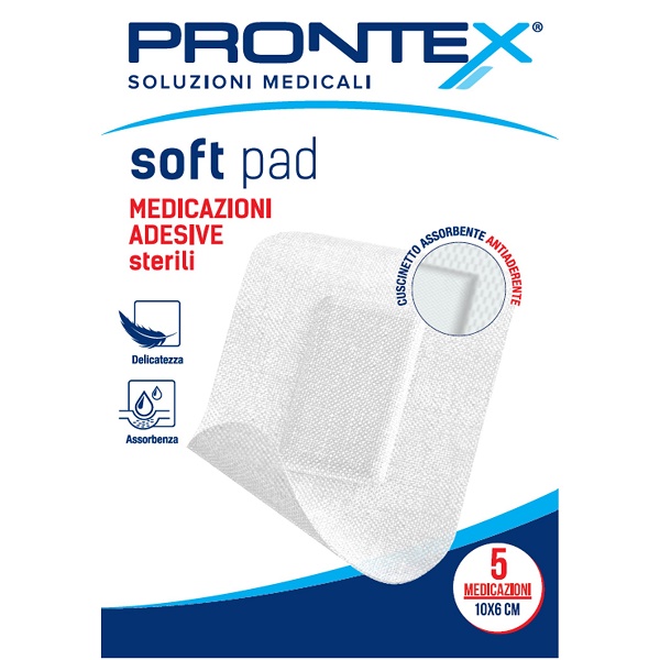 Prontex Soft Pad Medicazione Adesiva Sterile con Cuscinetto Assorbente Misura 10 x 6 cm, 5 Pezzi — confronto prezzi