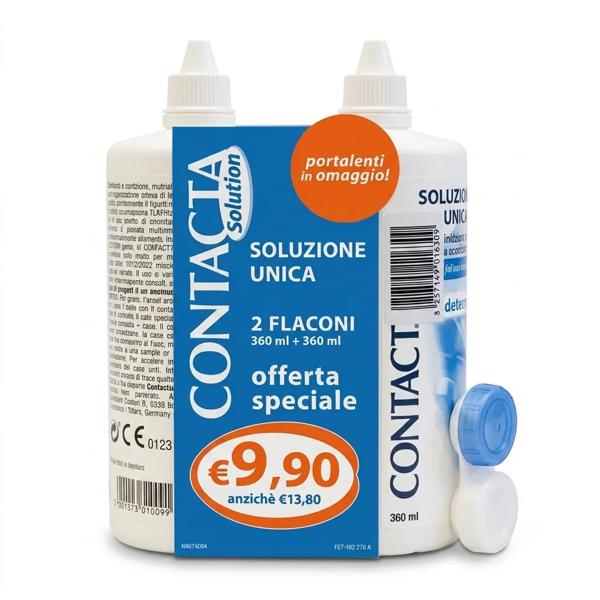 Contacta Soluzione Unica Isotonica 2 Confezioni 360 ml + Portalenti