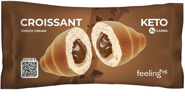Feeling Ok Croissant Cioccolato Cornetto con Crema al Cioccolato Low Carb, 50g