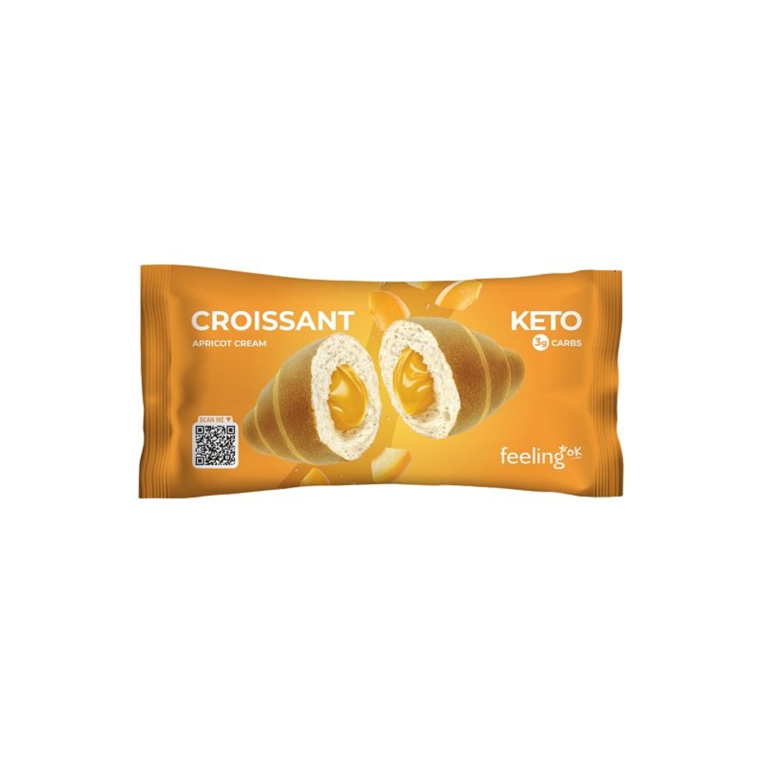 Feeling Ok Croissant Albicocca Cornetto con Crema all'Albicocca Low Carb, 50g