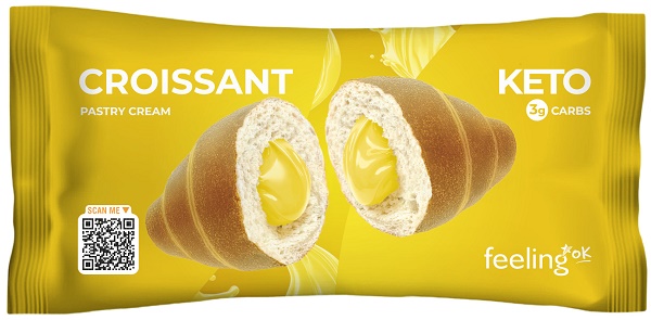 Feeling Ok Croissant Crema Pasticcera Cornetto con Crema Low Carb, 50g