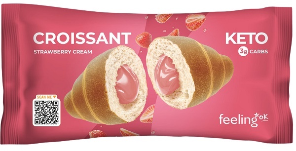 Feeling Ok Croissant Fragola Cornetto con Crema alla Fragola Low Carb, 50g