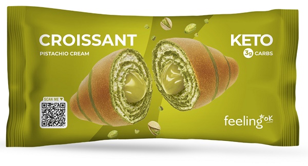 Feeling Ok Croissant Pistacchio Cornetto con Crema al Pistacchio Low Carb, 50g