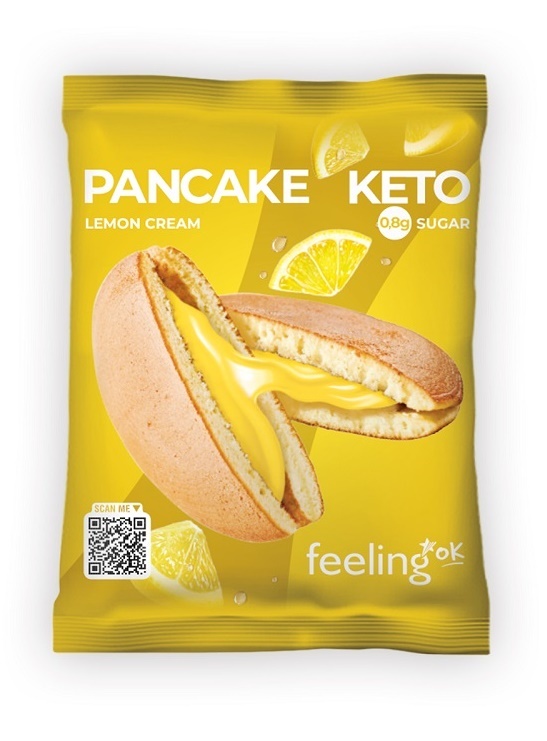 Feeling Ok Pancake Keto crema al limone - Pancake proteico per la dieta chetogenica, 50 g