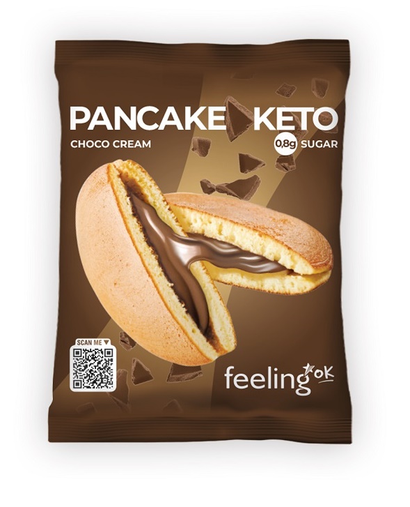 Feeling Ok Pancake Keto Choco Cream - Pancake proteico al cacao per la dieta chetogenica, 50 g