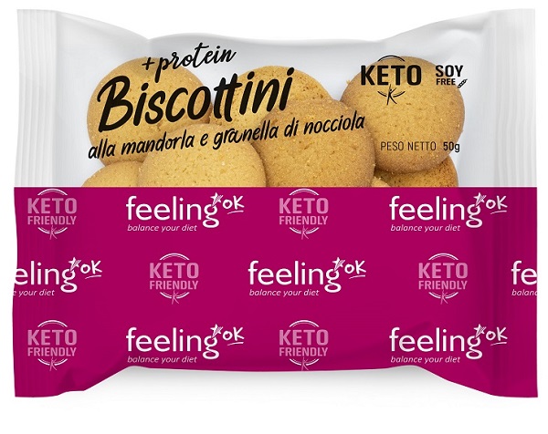FEELING OK +Protein Biscottini alla Mandorla e Granella di Nocciola 50 g