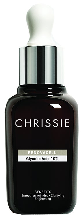 Chrissie Renovacell Glycolic Acid 10% Siero viso esfoliante all'acido glicolico per pelli spente, 30 ml