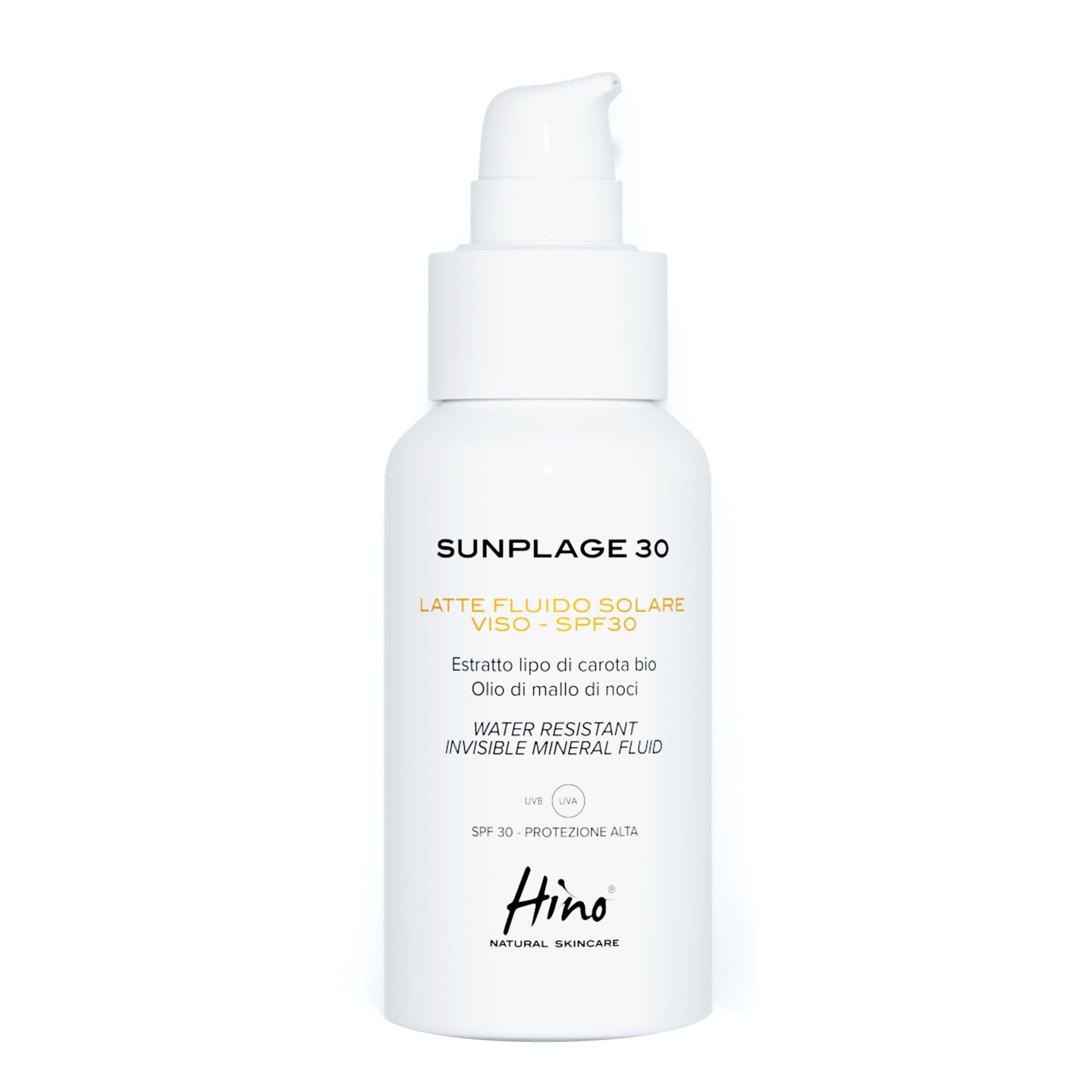 Hino Sunplage 30 Latte Fluido Solare Viso SPF30 Protezione Alta, 50ml