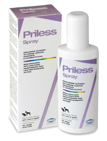 Priless Emulsione Cutanea Ad Azione Lenitiva Idratante E Liporestitutiva Per Cani E Gatti Spray 150ml