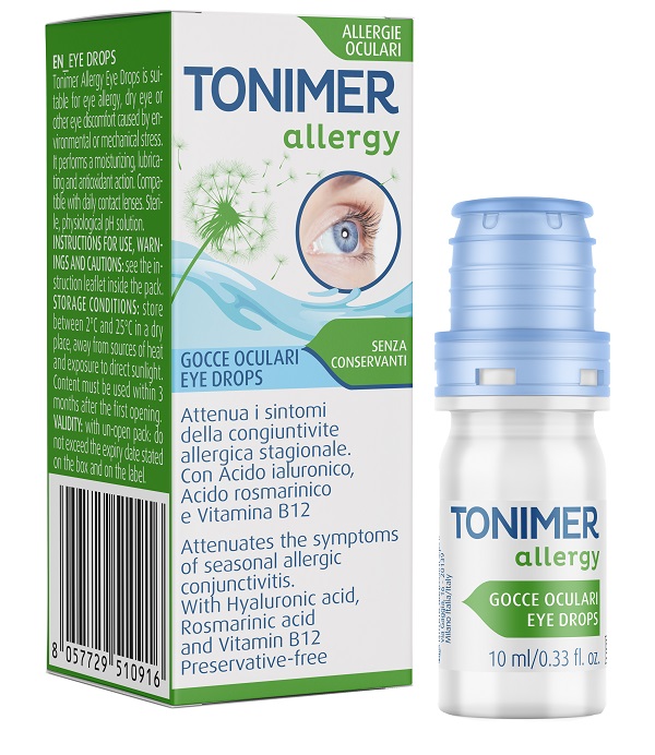 Tonimer Allergy Gocce Oculari - Gocce idratanti e lubrificanti senza conservanti, 10 ml