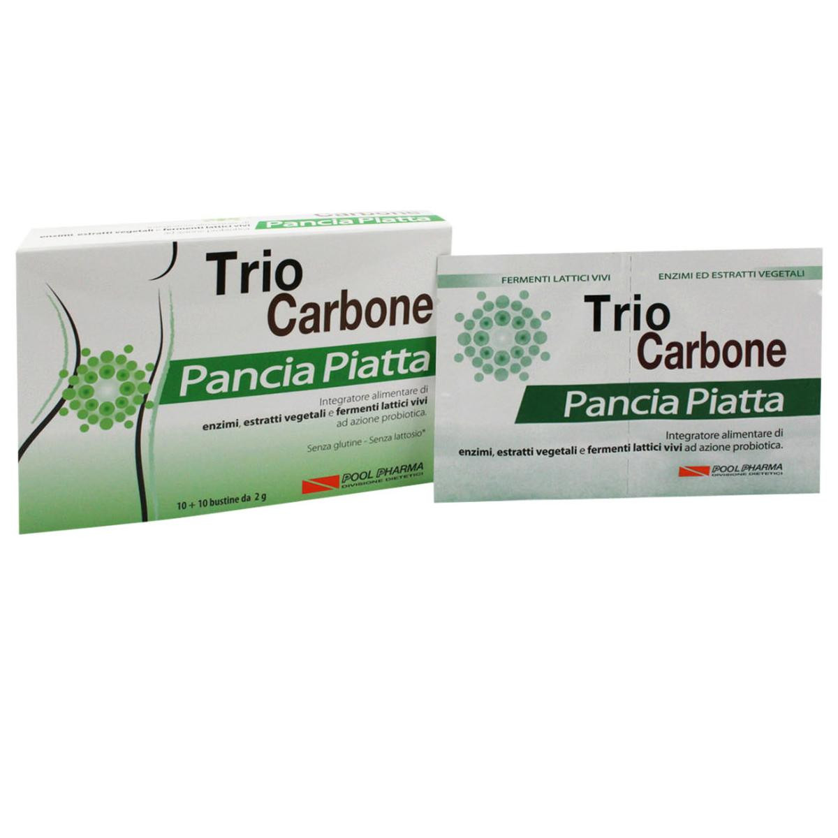Trio Carbone Pancia Piatta Integratore Contro Gonfiore Addominale 10 Bustine