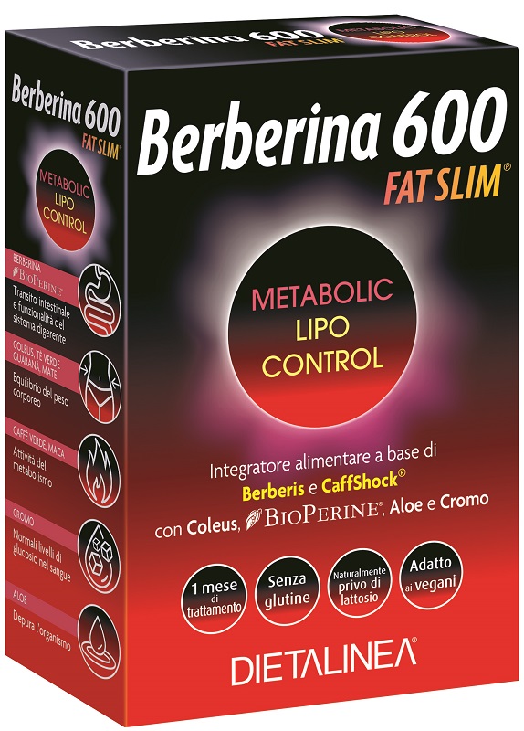 Berberina 600 Fat Slim Metabolic Lipo Control Integratore Per Il Controllo Del Peso 60 Compresse