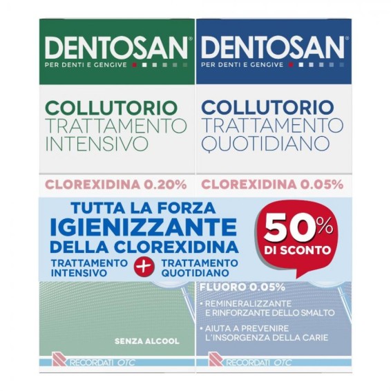 Dentosan collutorio bipack 0,2% intensivo 200 ml + 0,05% quotidiano 200 ml