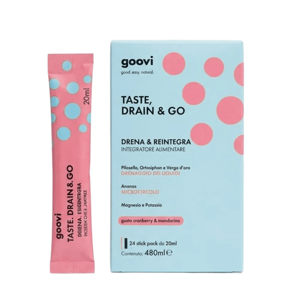 Goovi Taste Drain & Go Drenante 24 Sticks da 20 ml Stick Pesca Mango Drenaggio Naturale