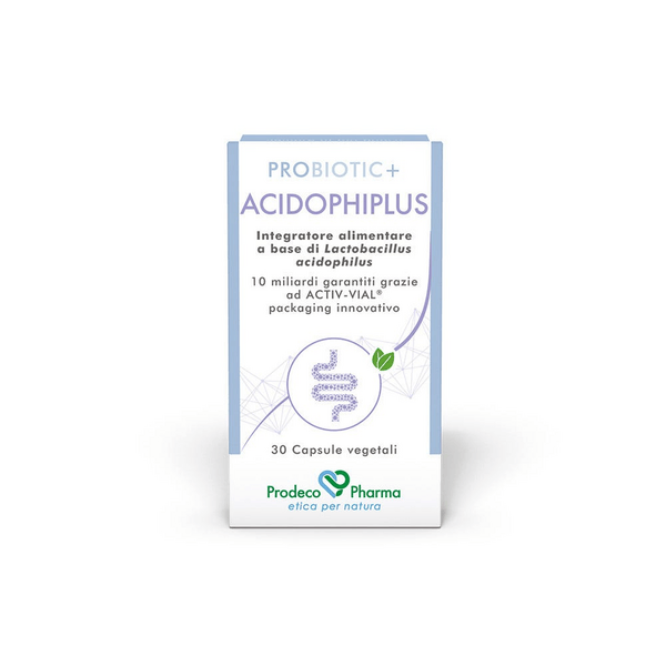 Probiotic+ Acidophiplus Integratore per Riequilibrare la Funzionalità dell'Intestino e Flora Batterica 30 Capsule