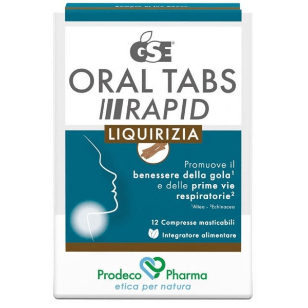 GSE Oral Tabs Rapid 12 Compresse Gusto Liquirizia Integratore per il Benessere della Gola