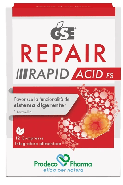 GSE Repair Rapid Acid 12 Compresse Integratore per il Corretto Funzionamento del Sistema Digerente