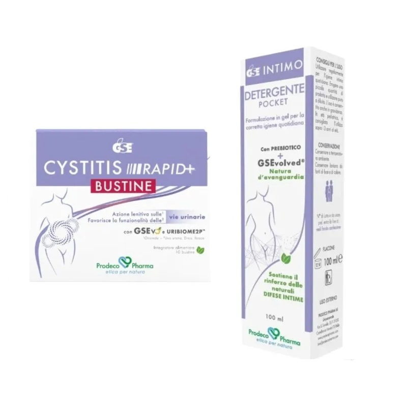 GSE Cystitis Rapid+ Vie Urinarie 10 Bustine + Detergente Omaggio Defence Pocket 100 ml