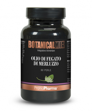 PromoPharma Botanical Mix Olio di fegato di merluzzo - Integratore omega 3 ricostituente, 60 perle