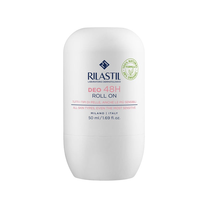 Rilastil Deo Roll-On 48h - Deodorante roll-on per ipersudorazione e pelle sensibile, 50 ml