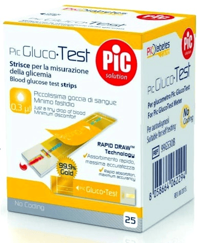 Pic Gluco Test Misurazione Glicemia 25 Strisce