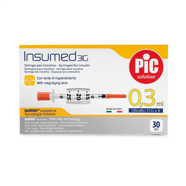 Pic Insumed - Siringa Per Insulina 0.3 ml Ago G31 x 8mm, 30 Pezzi — confronto prezzi