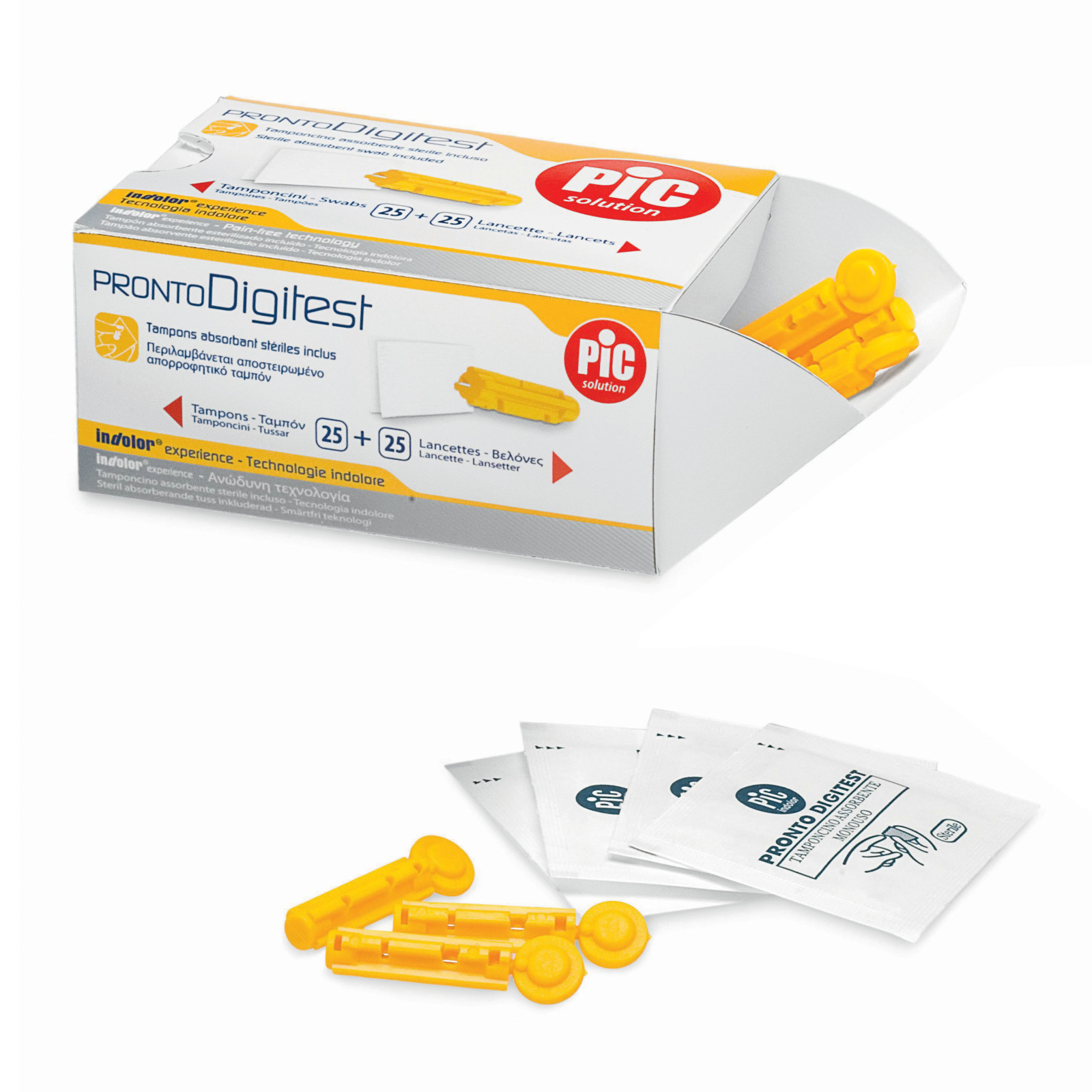 Pic Pronto Digitest - Kit lancette pungidito Artsana per la glicemia, 25 lancette e 25 tamponcini