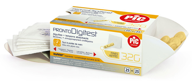 Pic Pronto Digitest G32 - Lancette Pic Pronto Digitest per la glicemia, 25 lancette e 25 tamponcini — confronto prezzi