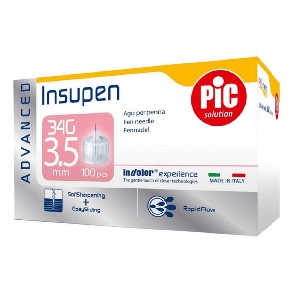 Pic Insupen Advanced Aghi Penna Per Insulina 34G 3,5mm 100 Pezzi