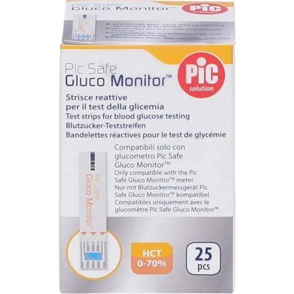 Pic Safe Strisce Reattive Misurazione Glicemia Gluco Monitor 25 Pezzi
