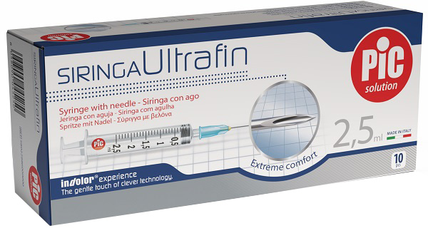 Siringa ultrafin 2,5 ml gauge 23 1/4 10 pezzi