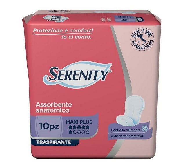 Pannolone sagomato serenity assorbente anatomico traspirante maxi plus 10 pezzi
