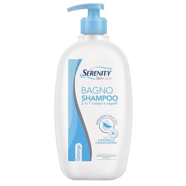 Skincare Bagno Shampoo Detergente Corpo e Capelli con Estratti di Camomilla e Biancospino 500ml - Serenity