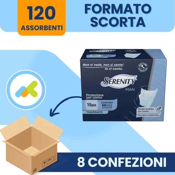 Pannolino serenity light man comfort con adesivo o altro fissaggio 15 pezzi
