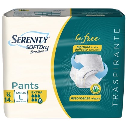 Serenity Soft Dry Sensitive Pants Pannoloni Incontinenza Urinaria Be Free Taglia L 14 Pezzi