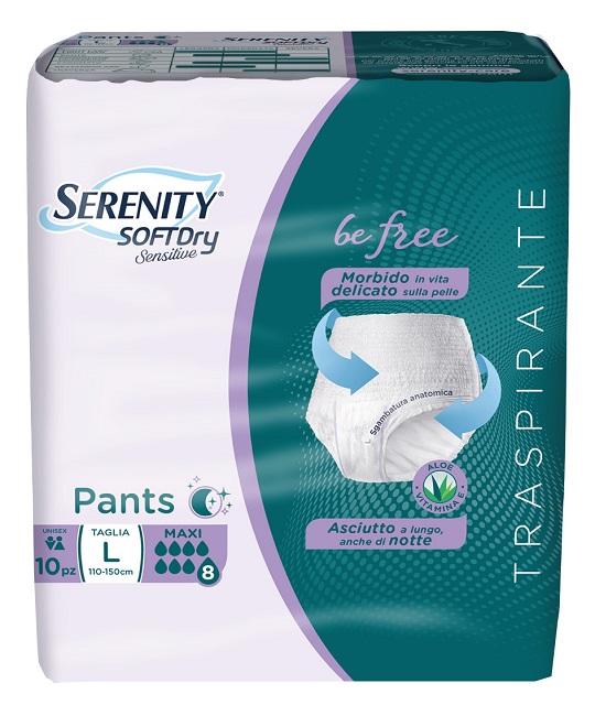 Serenity Soft Dry - Sensitive Be Free Pannoloni Pants Taglia L Maxi, 10 pants