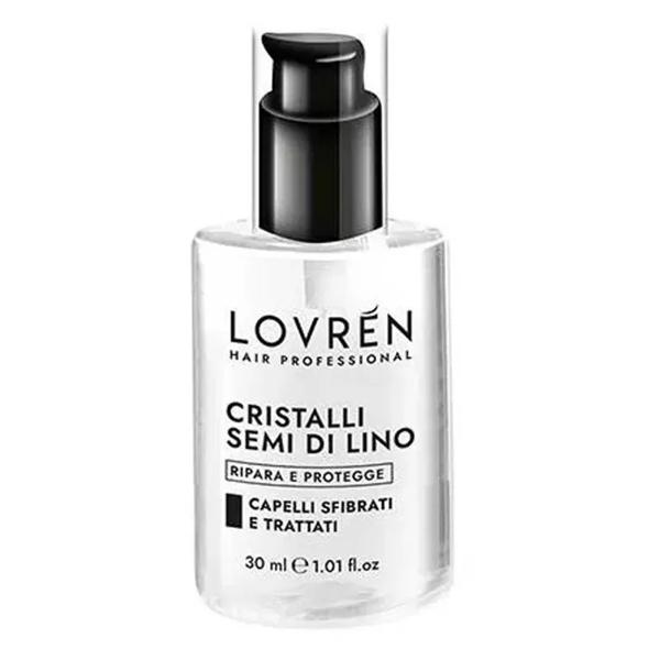 Lovrén Hair Cristalli Semi Lino 30 Ml Trattamento Illuminante e Ristrutturante per Capelli Fragili e Doppie Punte