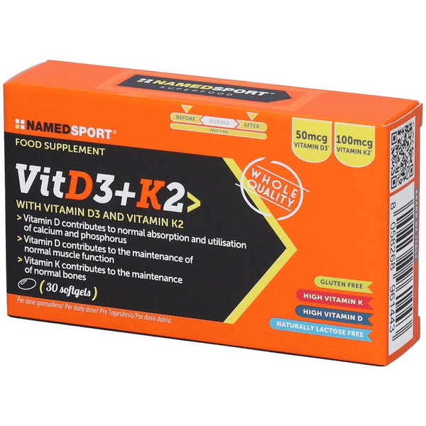 Named Sport VitD3+K2 Integratore Alimentare di Vitamine 30 Softgels