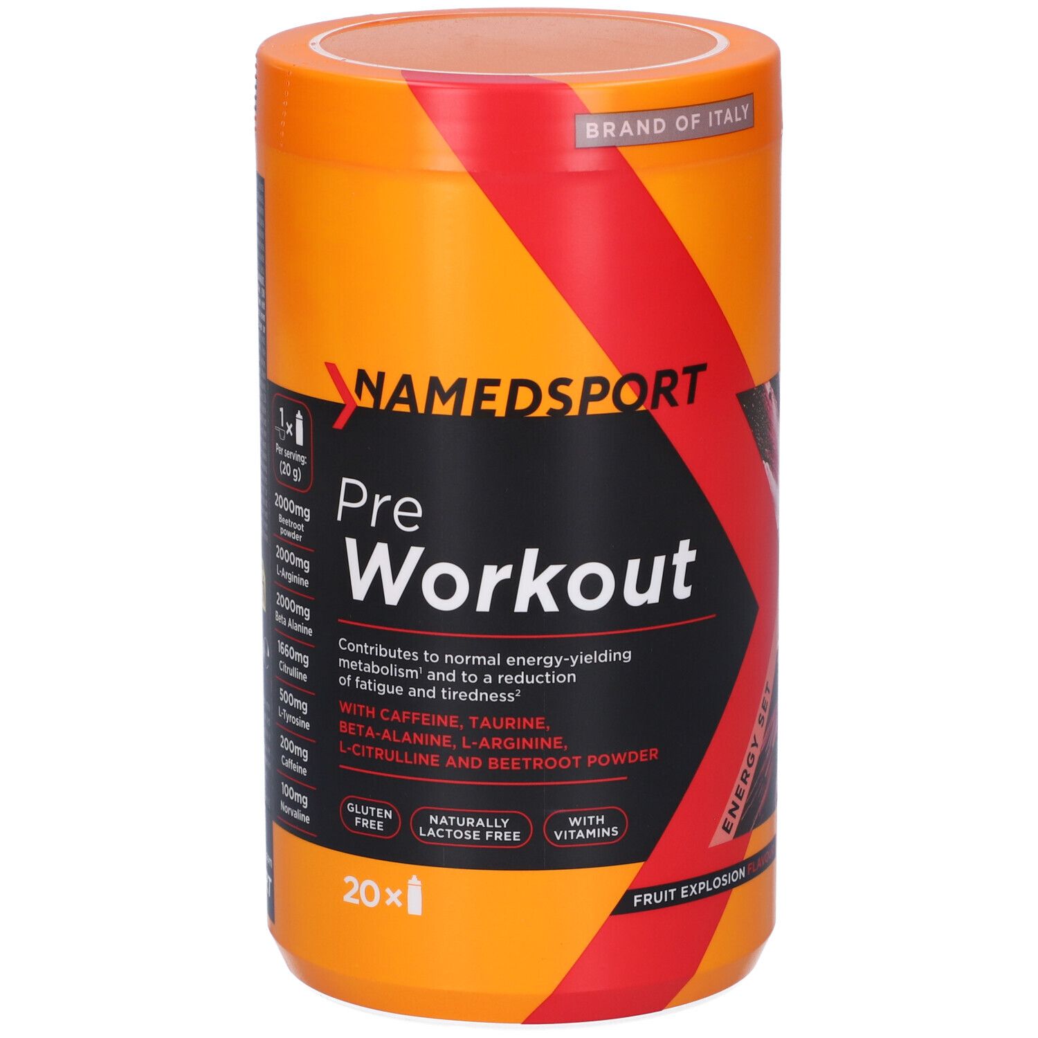 NamedSport Pre Workout Polvere Solubile Gusto Fruit Explosion 400 g per soluzione orale