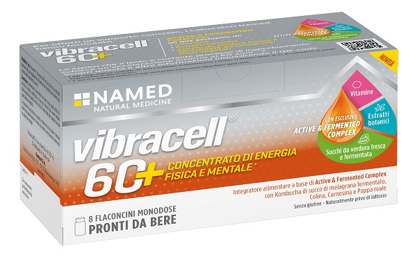 Vibracell 60+ 8 flaconcini 15 ml senza glutine naturalmente privo di lattosio