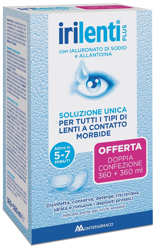Soluzione unica per lenti a contatto irilenti 2 pezzi da 360 ml