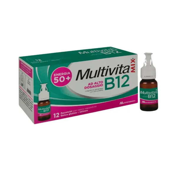 Multivitamix B12 Integratore di Vitamina B12 Energia 50+ 12 Flaconcini