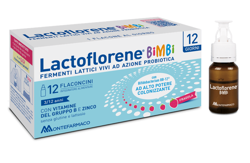 Lactoflorene Bimbi Integratore Fermenti Lattici Fragola Per Bambini 12 Flaconcini