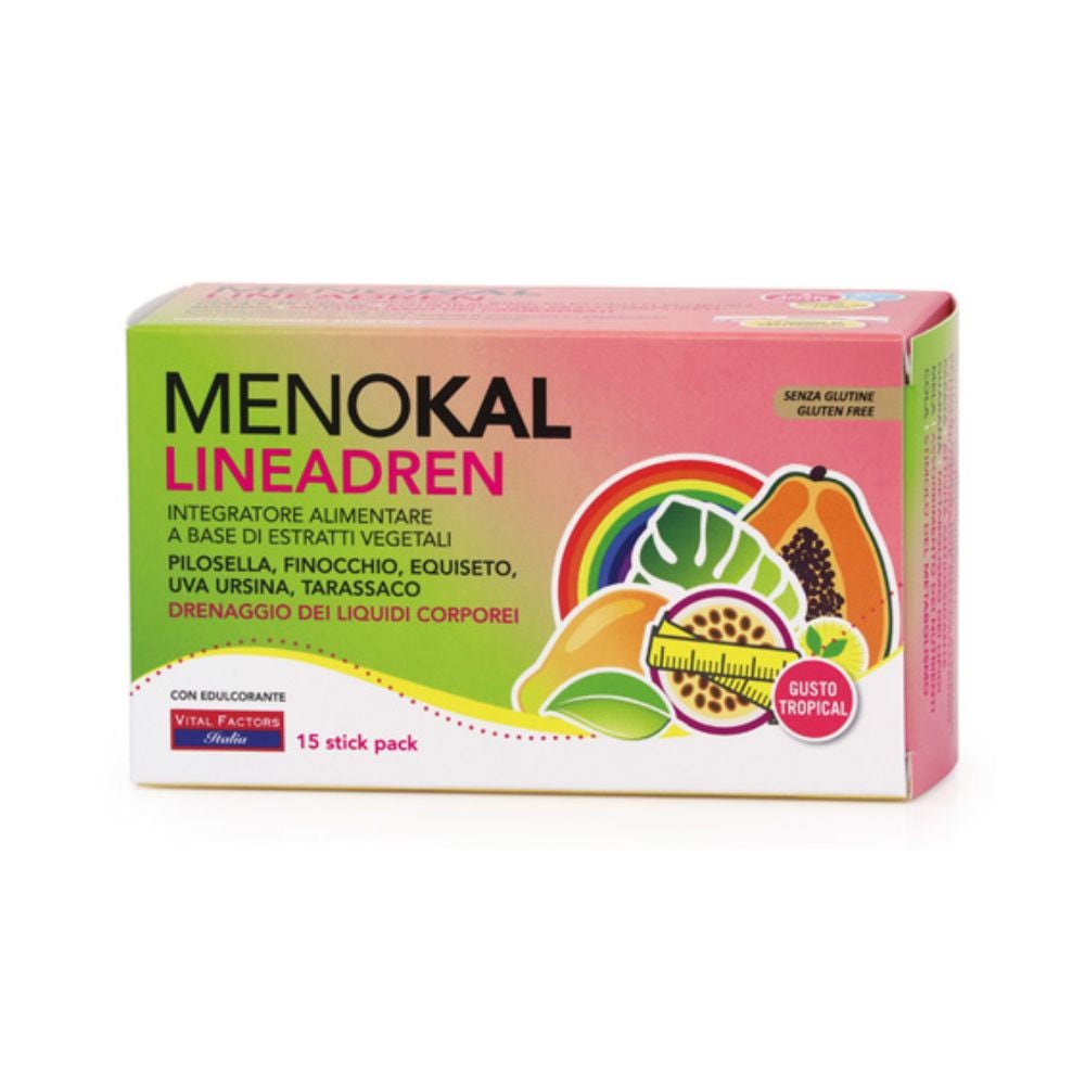 Vital Factors Menokal LineaDren Integratore Peso Corporeo Gusto Tropical, 15 Stick Pack