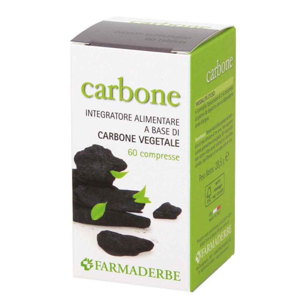 Farmaderbe Carbone Vegetale Integratore Gas Intestinali, 60 Compresse