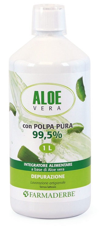 Farmaderbe Aloe Vera Succo Polpa Pura Depurativo ed Emolliente, 1000ml