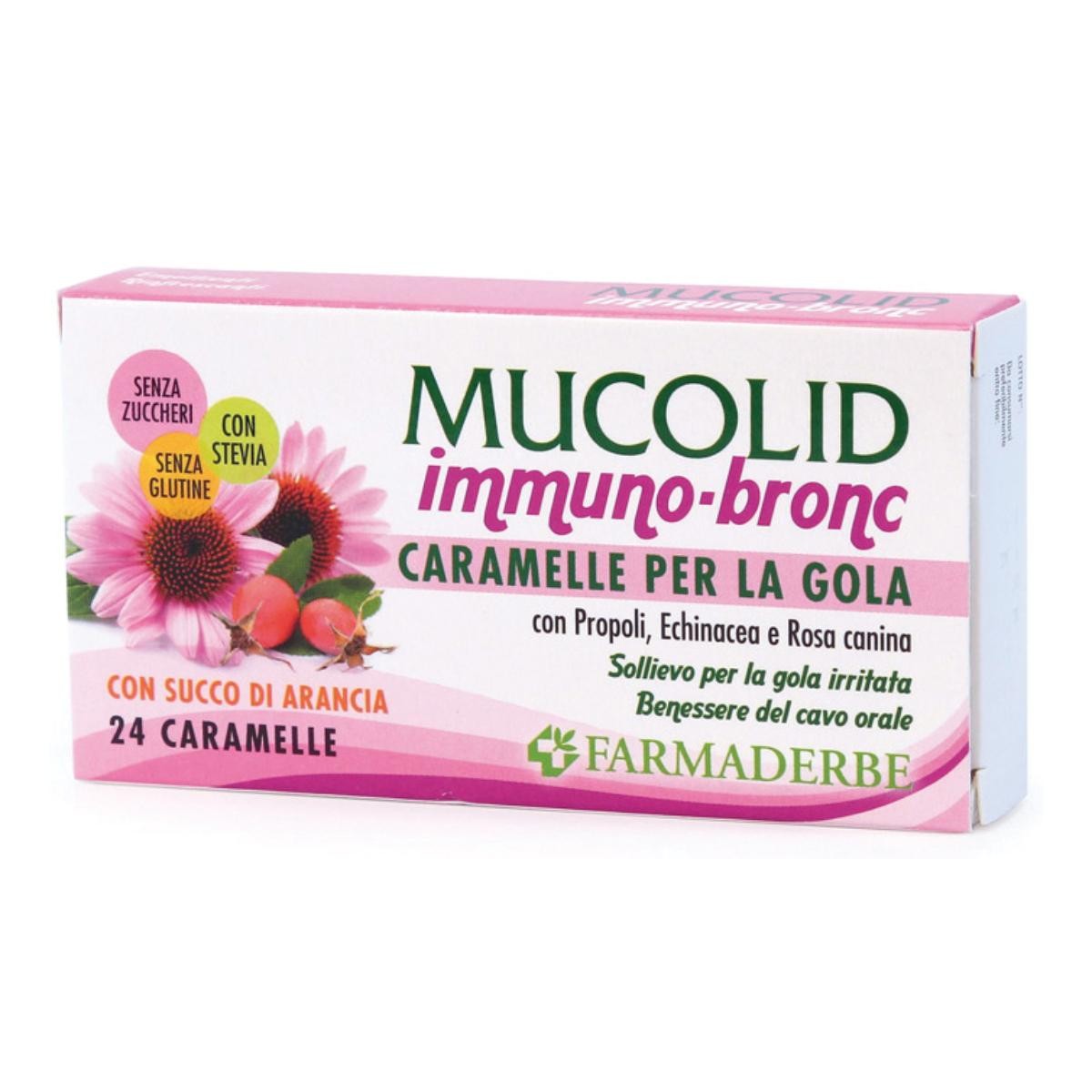 Farmaderbe Mucolid - Immuno-Bronc Caramelle Gola Gusto Arancia, 24 Caramelle — confronto prezzi