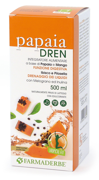 Farmaderbe Papaia Dren Integratore Alimentare Drenante, 500ml