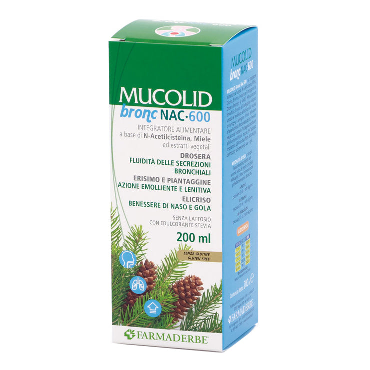 Farmaderbe Mucolid Bronc Nac 600 Integratore Fluidificante Mucolitico, 200ml — confronto prezzi