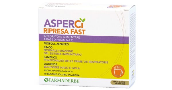 Farmaderbe AsperCi Ripresa Fast Integratore Alimentare Sistema Immunitario, 10 bustine
